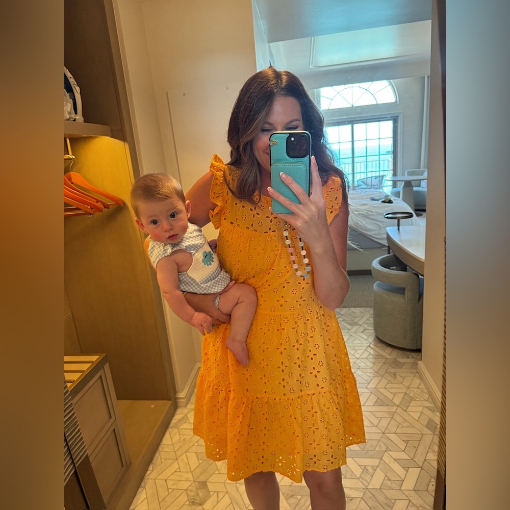 Mud Pie Yellow Eyelet Ruffle Mini Dress